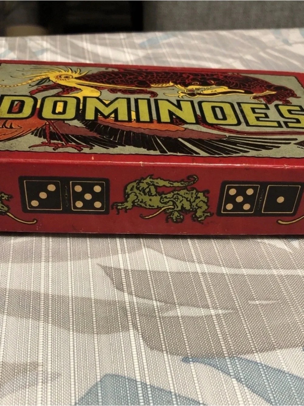 Vtg 1940’s Halsam Chinese Dragon Back Dominoes #920 Complete